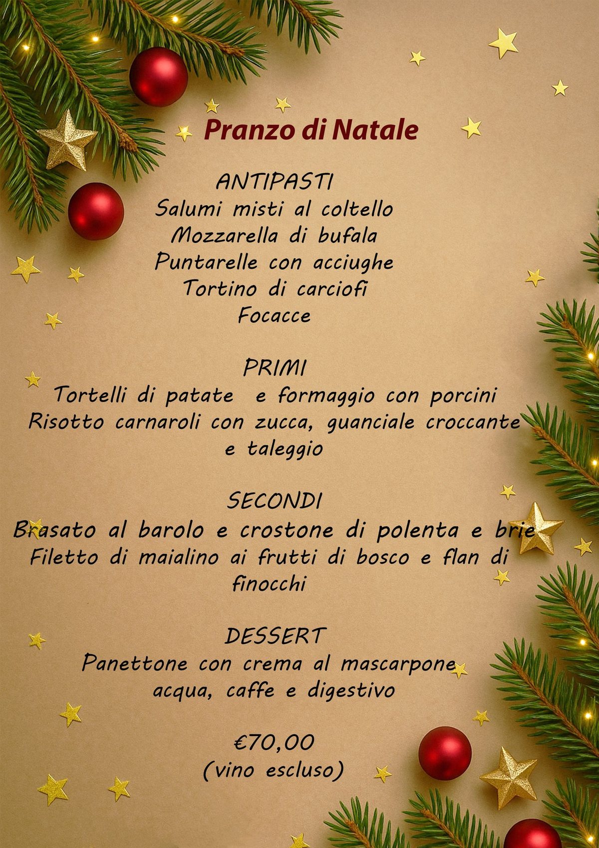 Menu Natale Roppongi